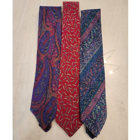 Men's Designer Neck Tie Bundle of 3 Fendi Valentino 100% Silk - Picture 1 of 6